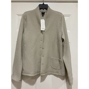 New Eileen Fisher Stretch Vicose Pebble Tan High Back Fitted Jacket Size Large